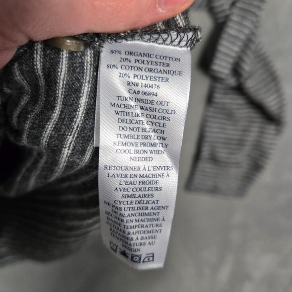 Faherty Luxe Long sleeve polo mens Large striped organic cotton gray - Picture 7 of 12